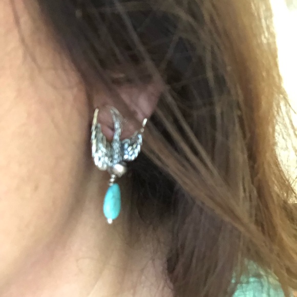 Dove Turquoise Stone Drop Earrings- NWOT - Picture 6 of 6